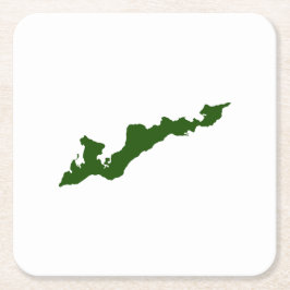 Fishers Island Logo Papier Onderzetters - Groen