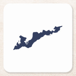 Fishers Island Logo papieren Onderzetters - Marine