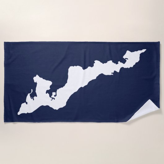 Fishers Island Strandlaken – Wit/Blauw (Voorkant)