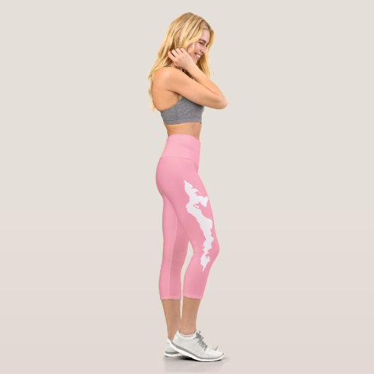 Fishers Island Yoga Capri Leggings – White/Pink (Droite)