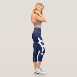 Fishers Island Yoga Capri Leggings – Wit/Blauw