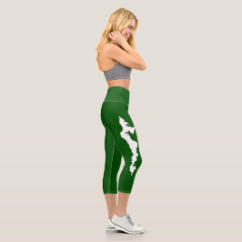 Fishers Island Yoga Capri Leggings – Wit/Groen