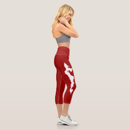 Fishers Island Yoga Capri Leggings – Wit/Rood