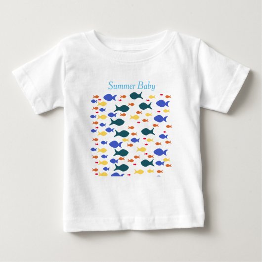 Fishes Baby Fine Jersey T-shirt, wit (Voorkant)
