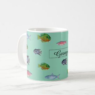 Fishes Light Turquoise Koffiemok