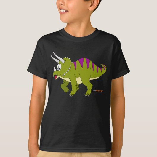 Fishfry conçoit le T-shirt foncé de Triceratops (Devant)