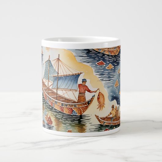 Fishherman's Batik Dream, Java Batik Specialty Mug (Devant)