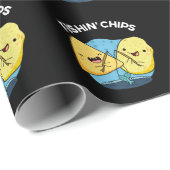 Fishin chips Grappig eten Pun Dark BG Cadeaupapier (Rol Hoek)