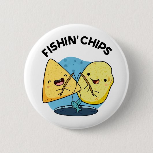 Fishin chips Grappig eten Pun Ronde Button 5,7 Cm (Voorkant)
