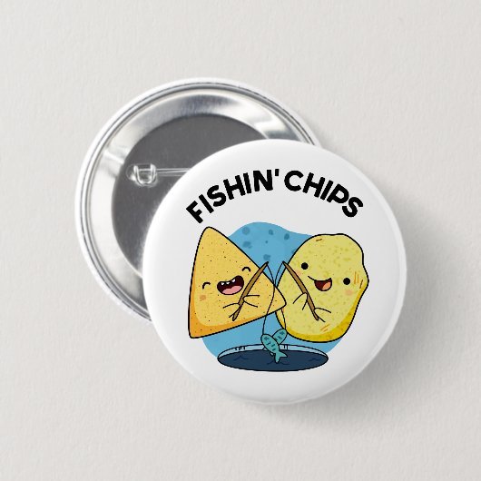 Fishin chips Grappig eten Pun Ronde Button 5,7 Cm (Voorkant /achterkant)