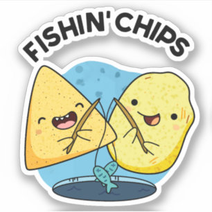 Fishin chips Grappig eten Pun Sticker