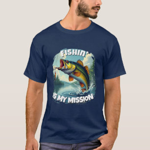 Fishin' Is My Mission Bass T-shirt voor mannen