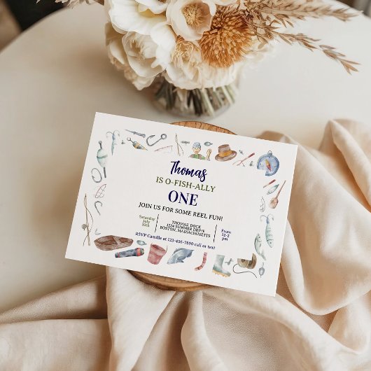 Fishing 1st Birthday Invitation | O-Fish-Ally One 