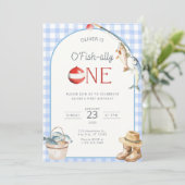 Fishing 1st Birthday Invitation O Fishally One (Debout devant)