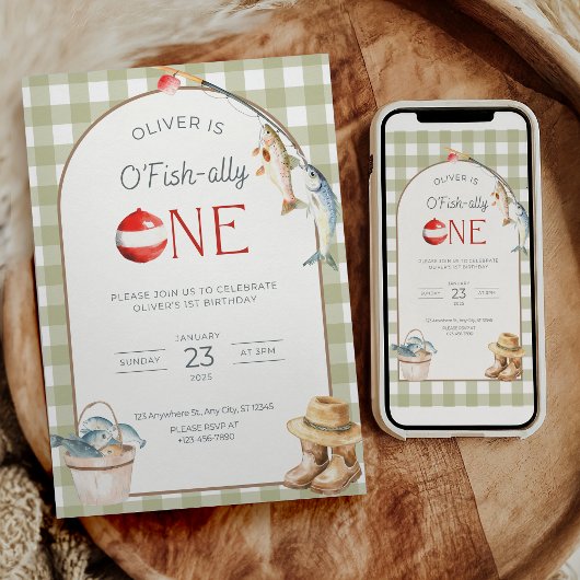 Fishing 1st Birthday Invitation O Fishally One 