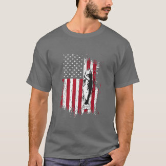 Fishing American Flag Vintage USA Fisherman Gifts T-shirt