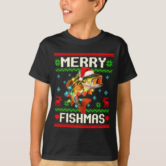 Fishing B Fish Merry Fishmas Fisherman Ugly Christ T-shirt (Voorkant)