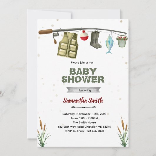 Fishing Baby Shower Invitation (Devant)