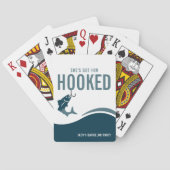 Fishing Bachelor Party Funny She's Got Him Hooked Pokerkaarten (Achterkant)