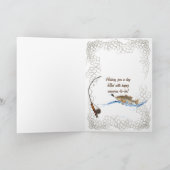 fishing birthday sunset silhouet kaart (Binnen)