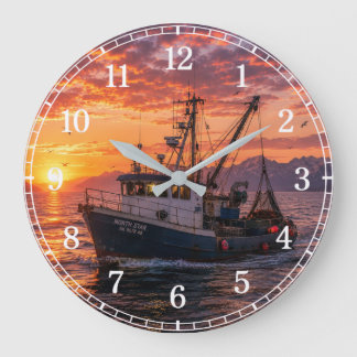 Fishing Boat Wall Clock — Coastal Landscape Design Grote Klok
