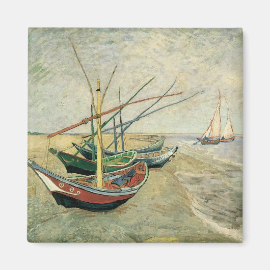 Fishing Boats on the Beach by Vincent van Gogh Magneet (Voorkant)