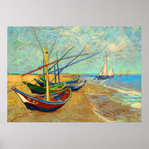 Fishing Boats on the Beach by Vincent van Gogh Poster