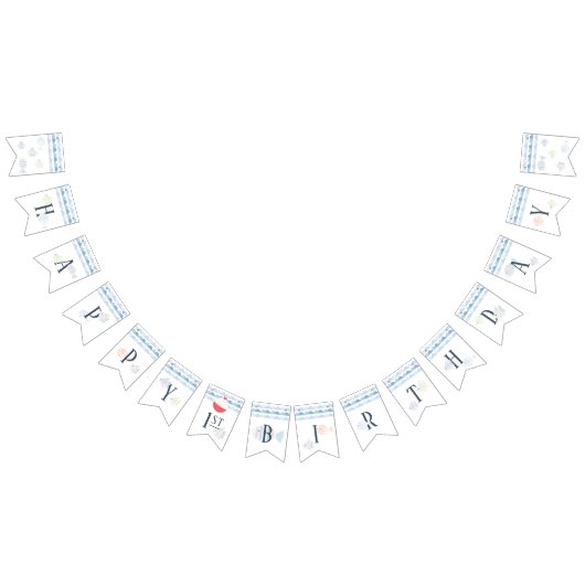 Fishing Boy Float Buoy Happy 1st Birthday  Vlaggetjes (Alle)