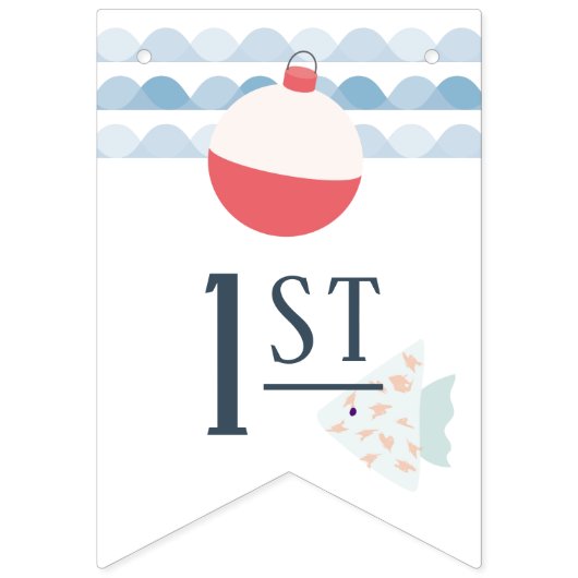 Fishing Boy Float Buoy Happy 1st Birthday  Vlaggetjes (Zevende vlag)