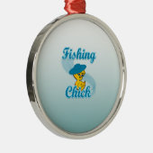 Fishing Chick #3 Metalen Ornament (Rechts)