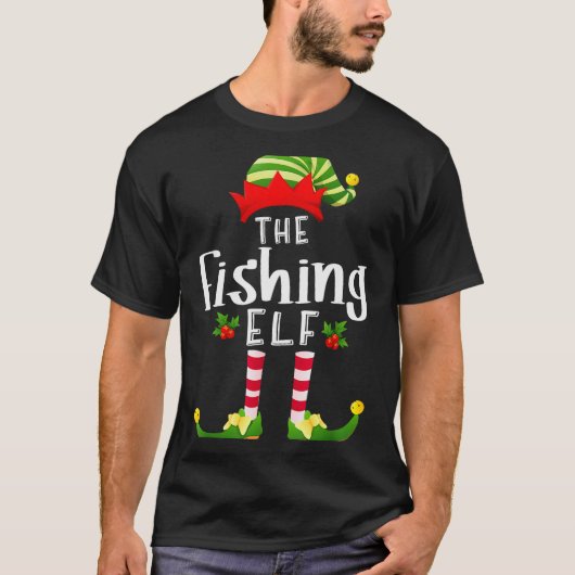 Fishing Christmas Elf Matching Pajama X-mas Party  T-shirt (Voorkant)