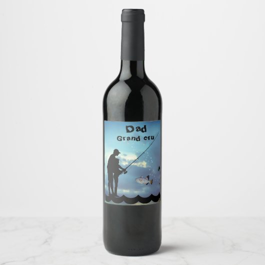 Fishing Dad Wijn Etiket (Voorkant)