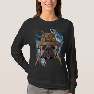 Fishing French Bulldog Outdoor Fisherman Cute Fly T-shirt