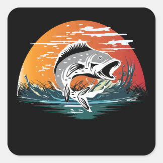 Fishing G T shirt ontwerp Vierkante Sticker