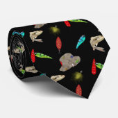 Fishing Hats and Lures on Black Stropdas (Opgerold)