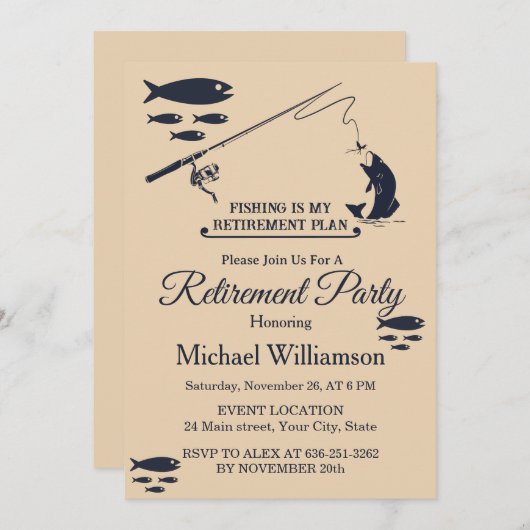 Fishing is my Retirement plan Retired party Kaart (Voorkant / Achterkant)