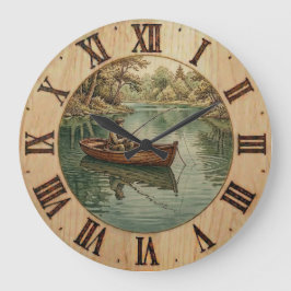 Fishing Lake- Wall Clock  Grote Klok