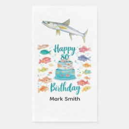 Fishing Lover 80th Birthday Watercolor  Servet