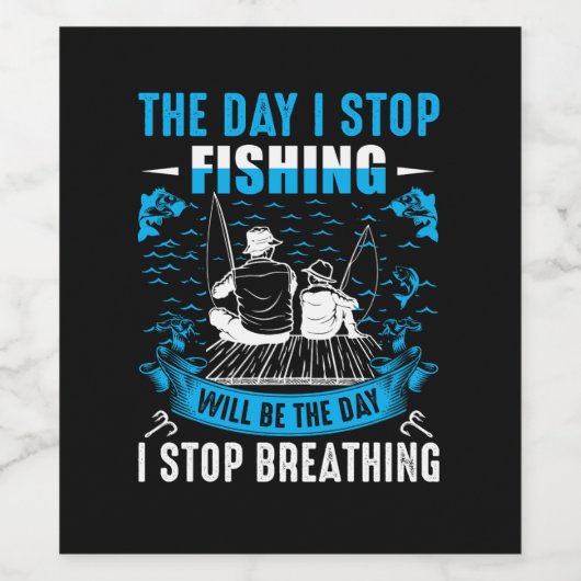 Fishing-lover-t-shirt-design Wijn Etiket (Enkel label)