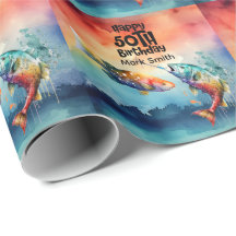 Fishing lovers 50th birthday Fish watercolor