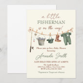 Fishing Reel Excited Boy Baby Shower Invitation (Devant / Derrière)