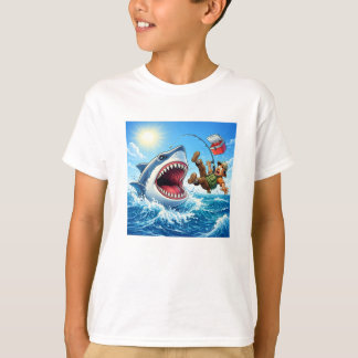 Fishing Shark Cartoon T-shirt