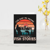 Fishing Shirts For Men 75 Years Old 75th Birthday  Kaart (Gele Bloem)