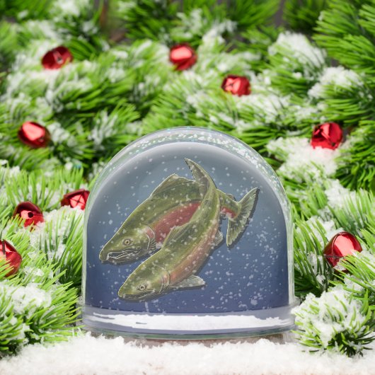 Fishing Snow Globe Custom Coho Salmon Snow Globe (Noël)