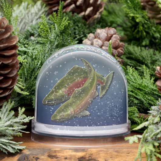 Fishing Snow Globe Custom Coho Salmon Snow Globe Sneeuwbol (Winter)