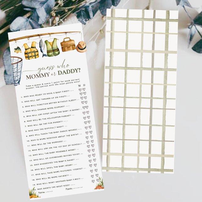 Fishing Theme Guess Who Mommy or Daddy Bookmark (Creator heeft geüpload)