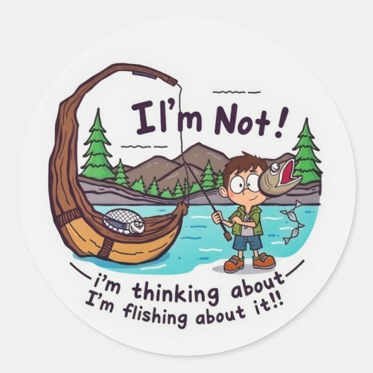 Fishing Thoughts: Not Just a Tall Tale! Ronde Sticker (Voorkant)