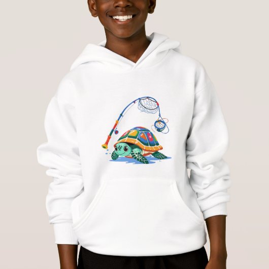 Fishing Turtle Fun – Kids’ Hoodie (Devant)