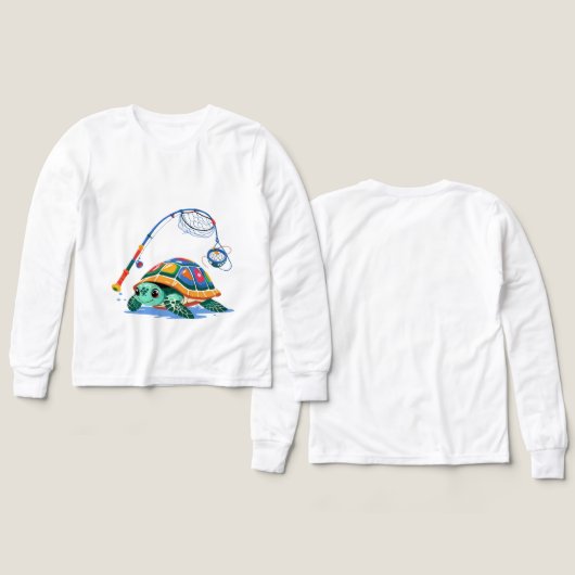 Fishing Turtle Fun – Kids’ Long Sleeve Tee (Voorkant /achterkant)
