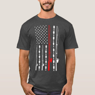 FishingFunny American Flag Vist T-shirt